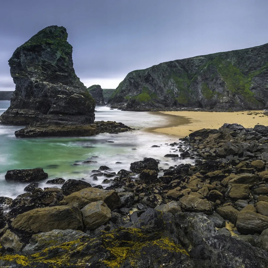 Poszter 40x40cm Bedruthan Steps Cornwall tengerpart, Assaf Frank
