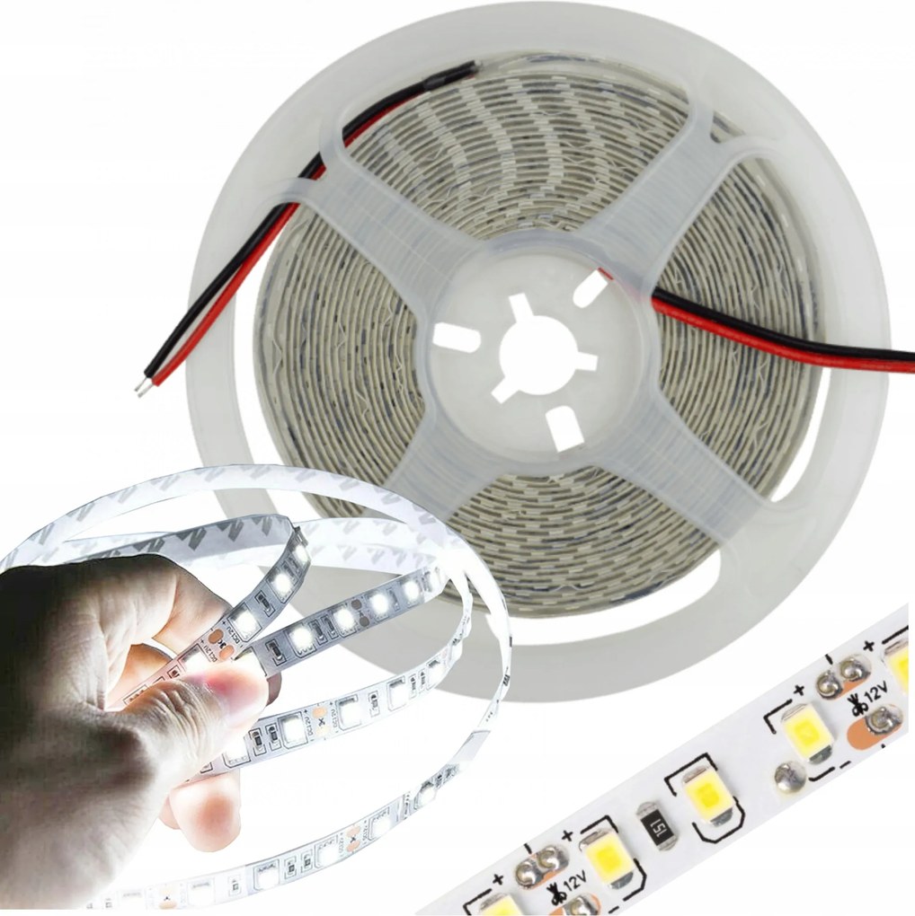 Led szalag 12V 6000K 5m 9.6W/m 120LED/m IP20 Hideg szín 6500K Beltéri