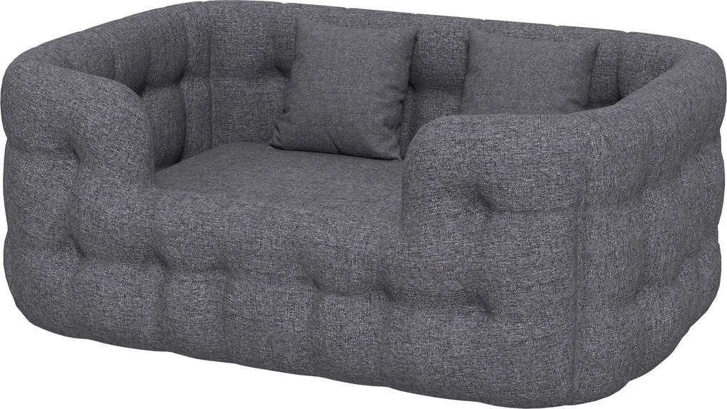 PawHut Kis Kutyafekhely Kutyáknak 2 Párnával, Csúszásmentes Alappal, Levehető és Mosható Borítóval 90x60x35 cm Szürke | Aosom