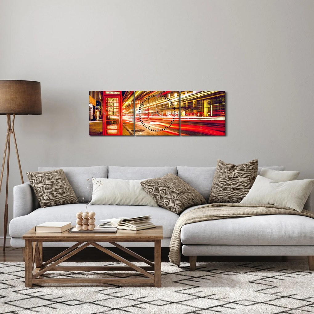 Piros londoni telefonfülke képe (órával) (90x30 cm)