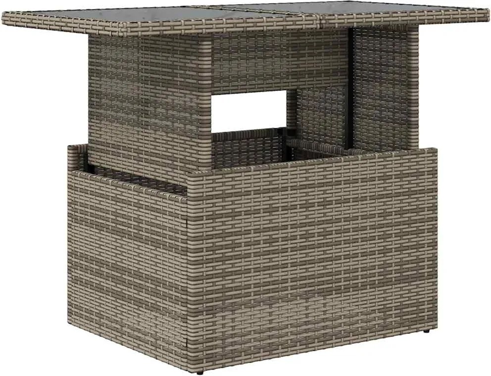 vidaXL szürke polyrattan üveglapos kerti asztal 100x55x73 cm