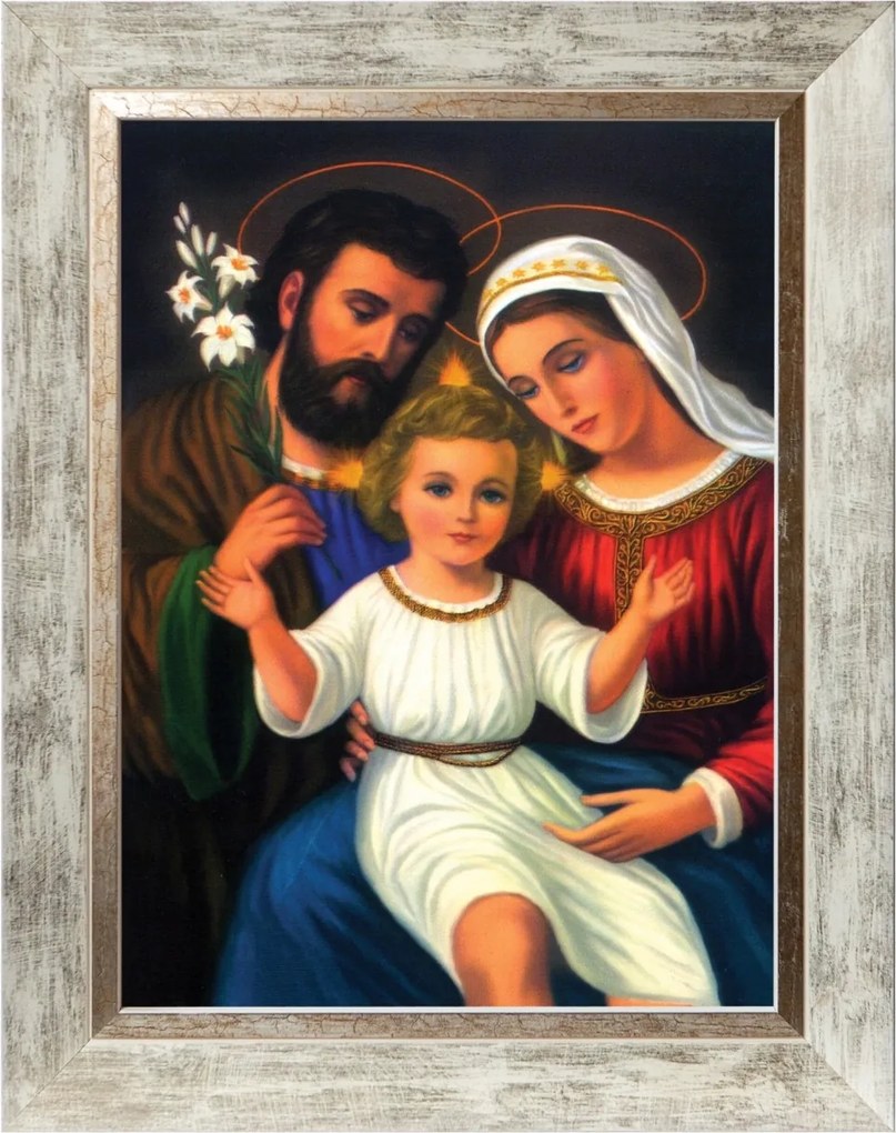 Szent Család Szakrális Kép Fehér Díszkeretben 30X40