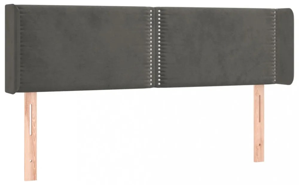 sötétszürke bársony LED-es fejtámla 147 x 16 x 78/88 cm