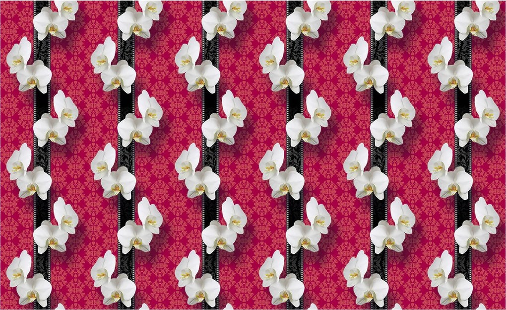 Flizelin fotótapéta Piros orchideák Elegancia Virágok 350x250 +ragasztó