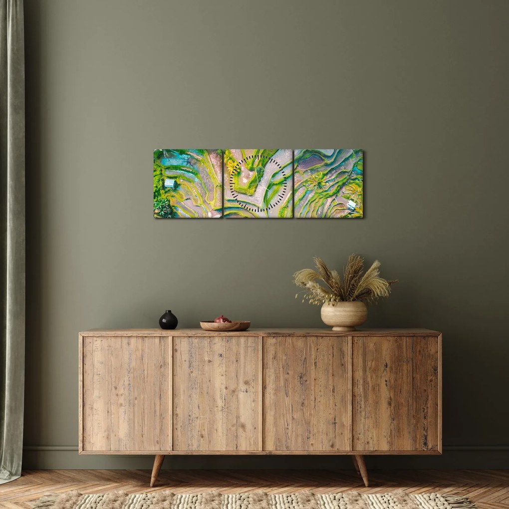 A rizsföldek képe madártávlatból (órával) (90x30 cm)