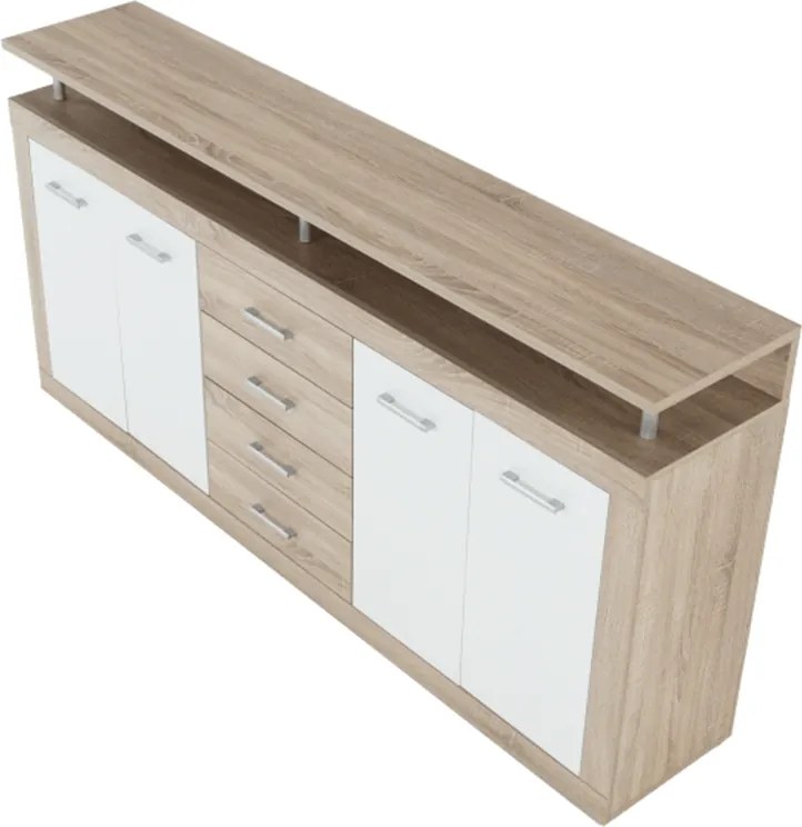 Komód, sonoma tölgyfa/fehér, JUNO - JACHIM NEW