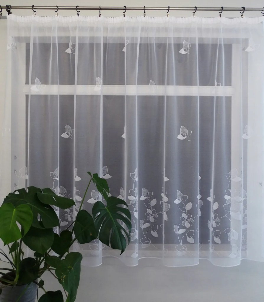 Mg Függöny 25484 Fehér 270x160cm kész, Szalaggal Díszített