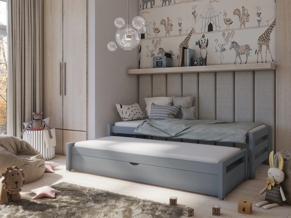 Gyerekágy 90 x 190 cm ANISSA (ágyráccsal és tárolóhellyel) (grafit). Akció -10%. 1013062