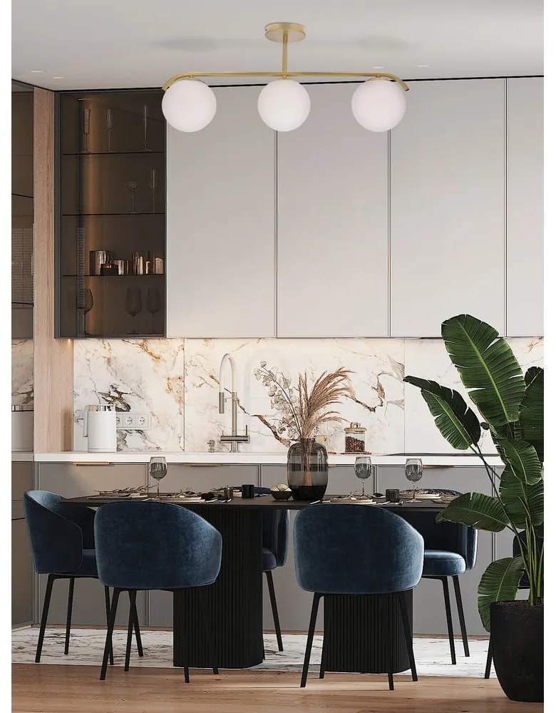 Fehér-aranyszínű mennyezeti lámpa üveg búrával 15x69 cm Amadeo – Candellux Lighting