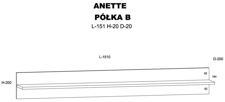 Akasztós Polc Kézműves Tölgy - Fekete Matt Színben ANETTE B