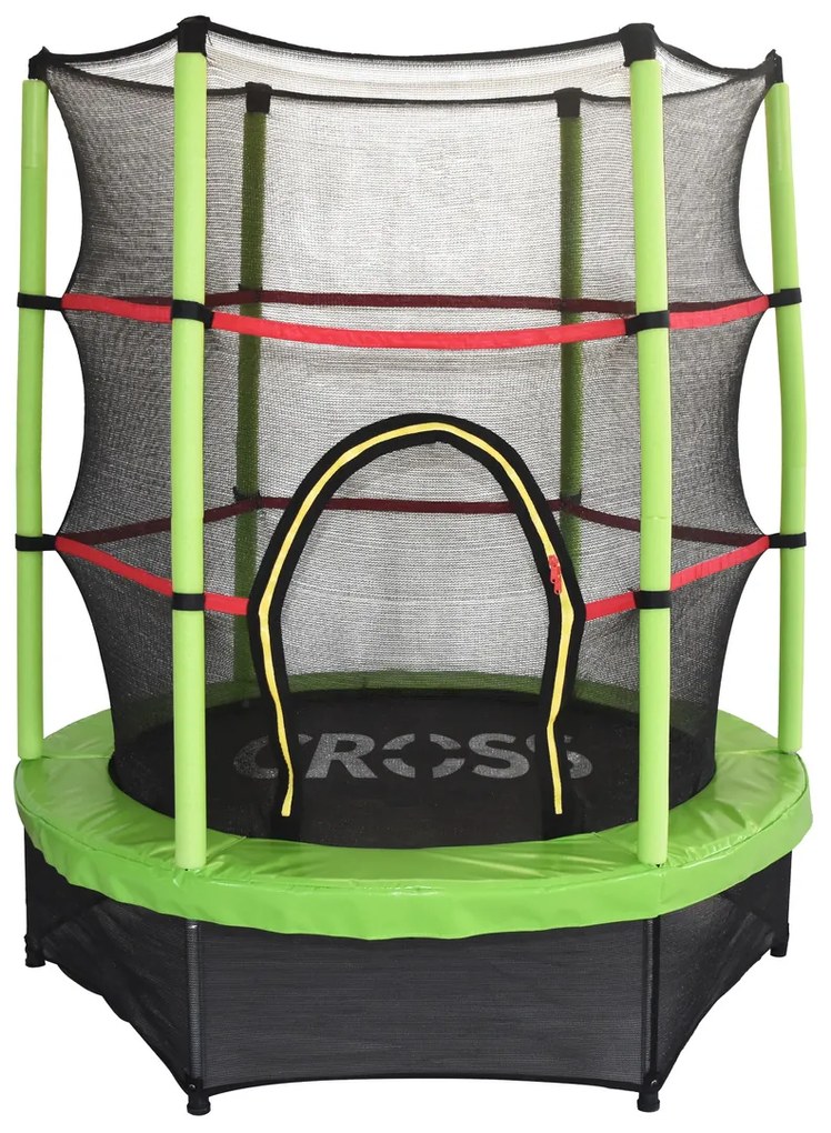 CROSS Trambulin hálóval, zöld-fekete, 140 x 140 x160 cm, 140 x 140 x 160 cm
