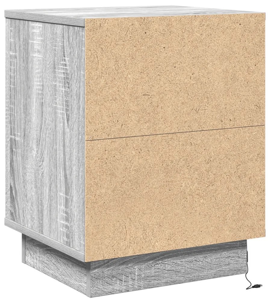 Éjjeli szekrény LED világítással 2 db Szürke Sonoma 39x34,5x50 cm