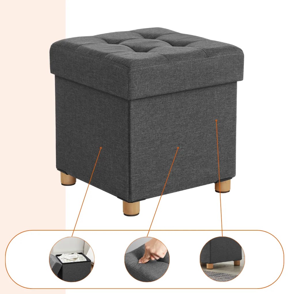OTO lábas tárolós puff, 38x38x40cm, antracit SongmicsHome