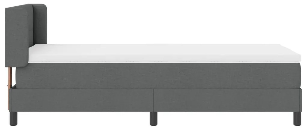 Boxspring Ágy Mattal Sötétszürke, 100 x 200 cm, Szövet