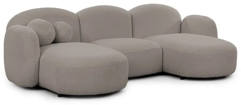 Szürke buklé (U alakú) sarokkanapé Orbit – Ropez