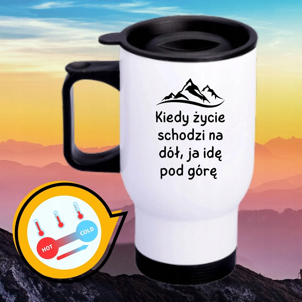 Fehér Thermo Bögre Vicces Ajándék, Amikor Az Élet Lemegy