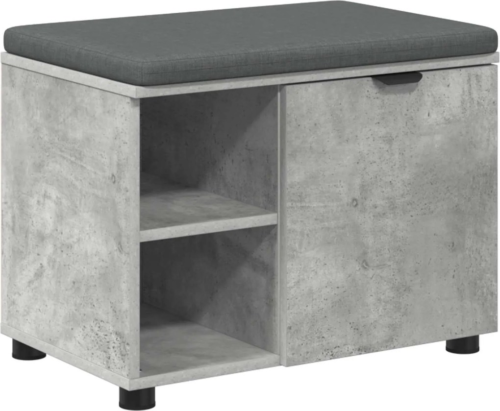 vidaXL Előtér pad Beton Szürke 60 x 38 x 46 cm Műanyag Fa és Szövet