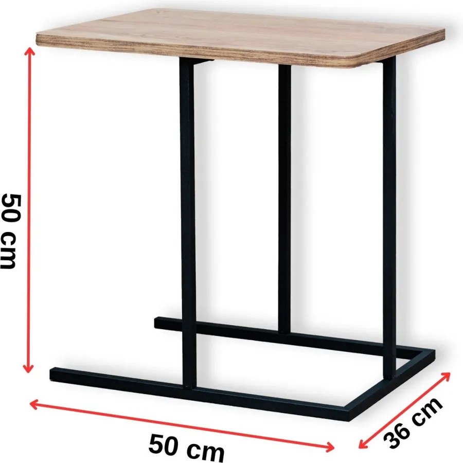 Puro fém dohányzóasztal, atlanti fenyő-fekete, 50 cm