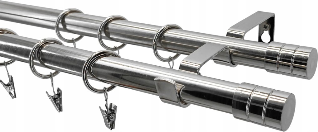 Fém Függönykarnis Loft Dupla 19 MIX Nikkel Végű 280cm galvanizált