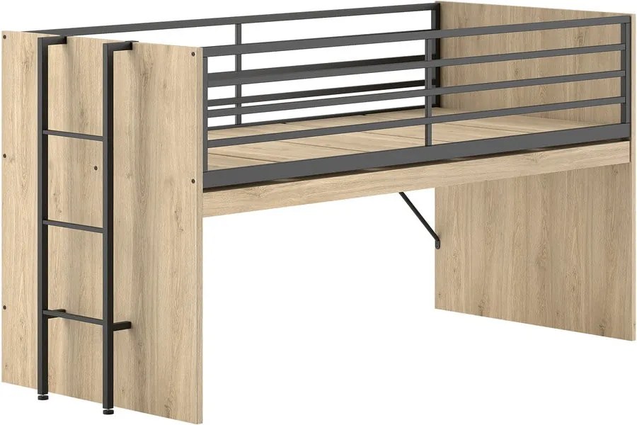 Natúr színű galéria gyerekágy íróasztallal, ágyráccsal 90x200 cm Sam – Vipack