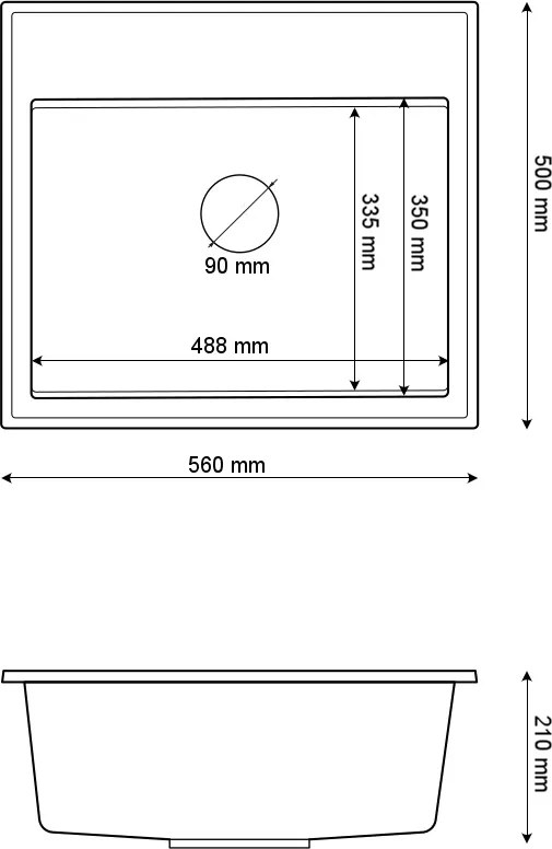 Gamma Modern 5055, 1 rekeszes gránit mosogató 560x500x210 mm, bézs, GMA-ZM-55-B