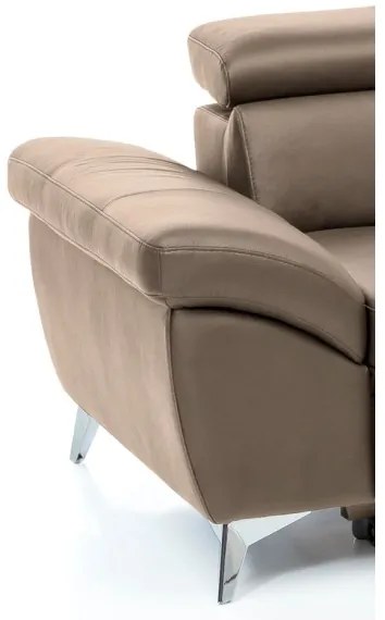 Bőrkárpitos, jobbos, barna, L-alakú, kihúzható SALERNO II sarokkanapé