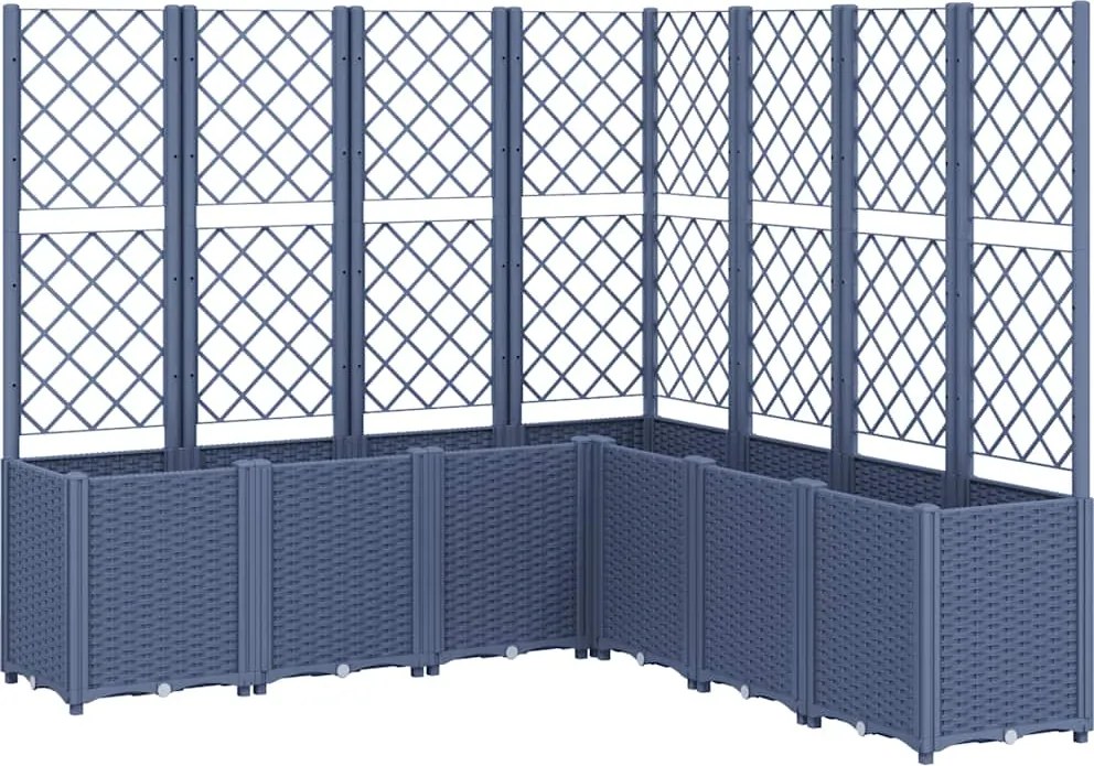 vidaXL kékszürke polipropilén rácsos kerti ültetőláda 160 x 160 x 140 cm