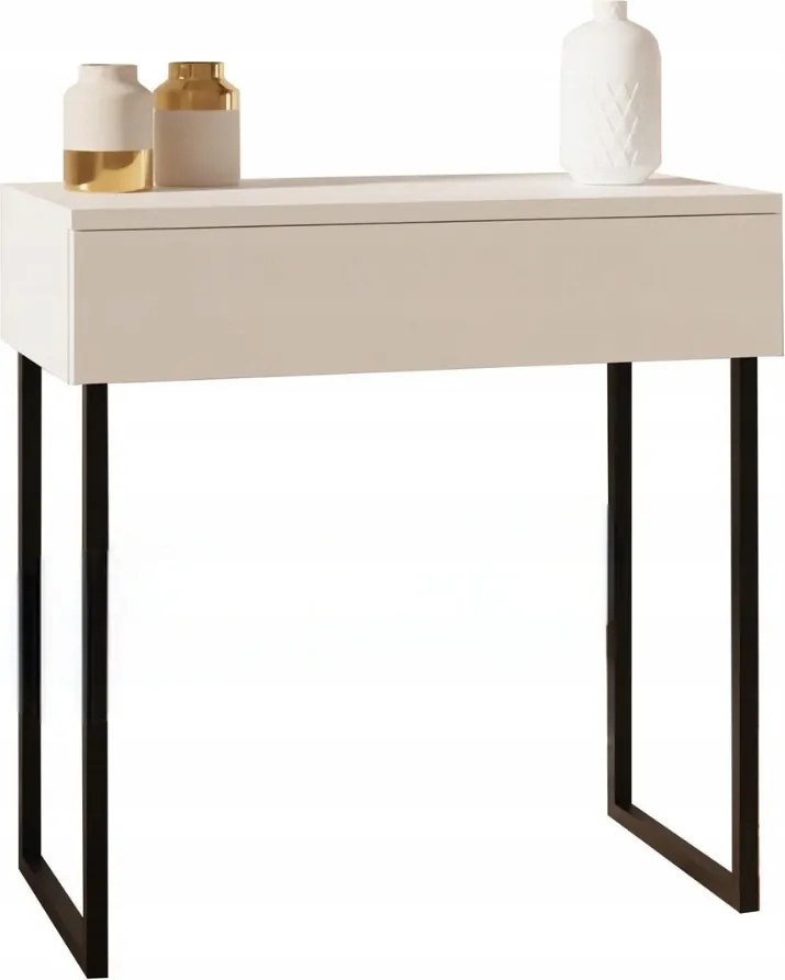 Fésülködőasztal, lábas komód alsó fogantyúval, fehér, 70 cm széles