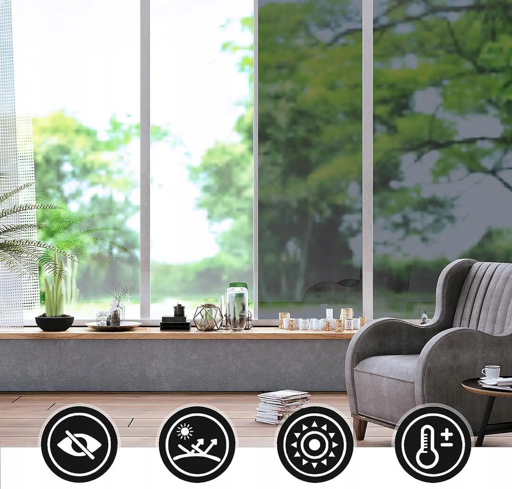 Ablakfólia, napvédelem,tükör, öntapadós 45-200