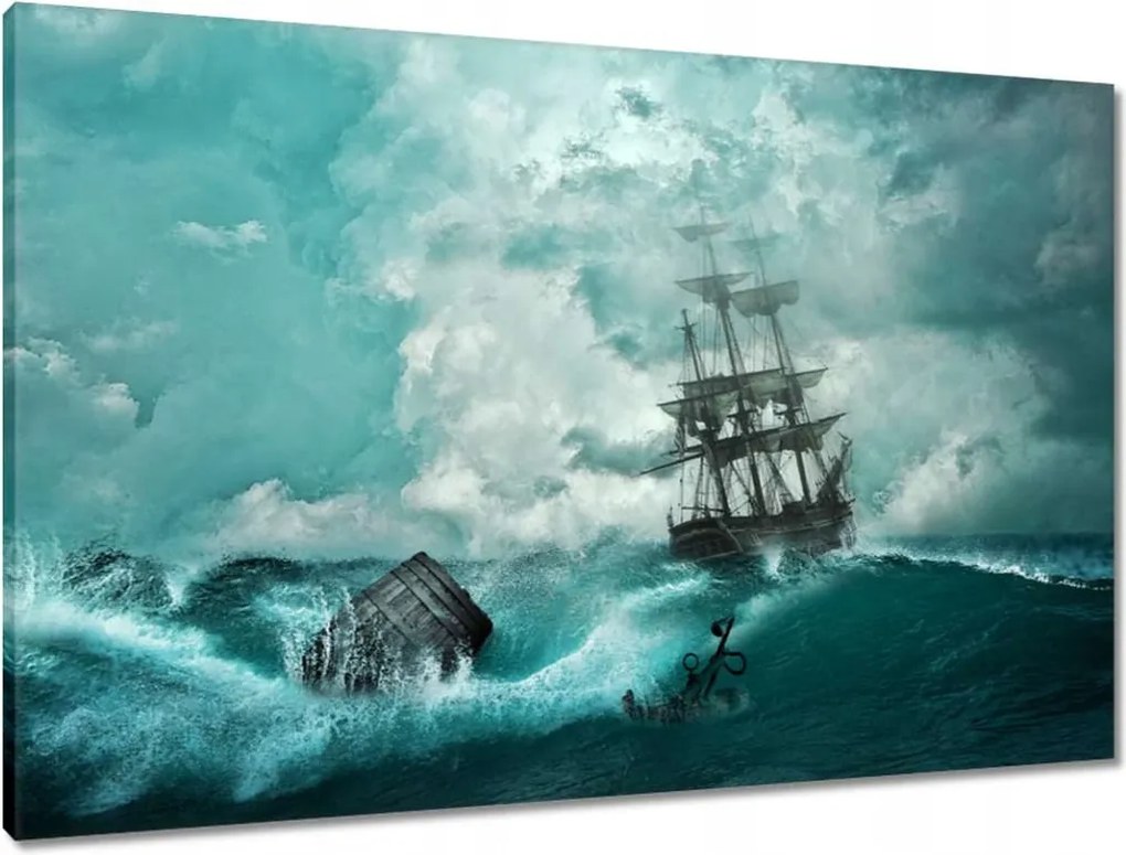 Vászonkép 90x60 Vihar Tenger Hajó Tájkép