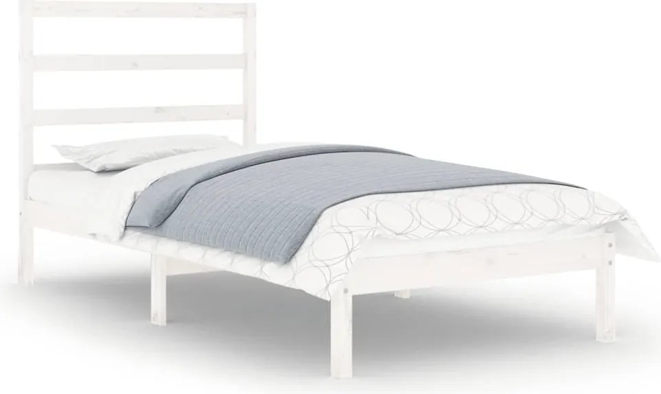vidaXL Single fehér tömör fa ágykeret 90 x 190 cm