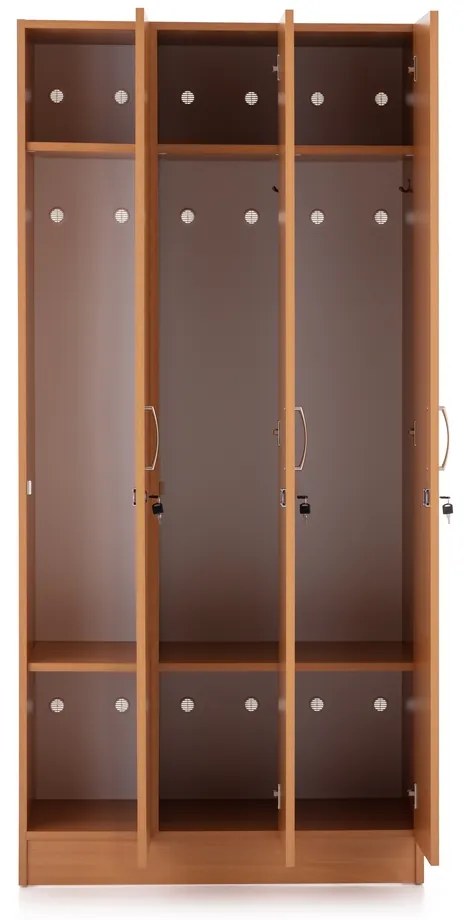 Visio fa szekrény - 3 rekeszes, 90 x 42 x 190 cm, bükkfa