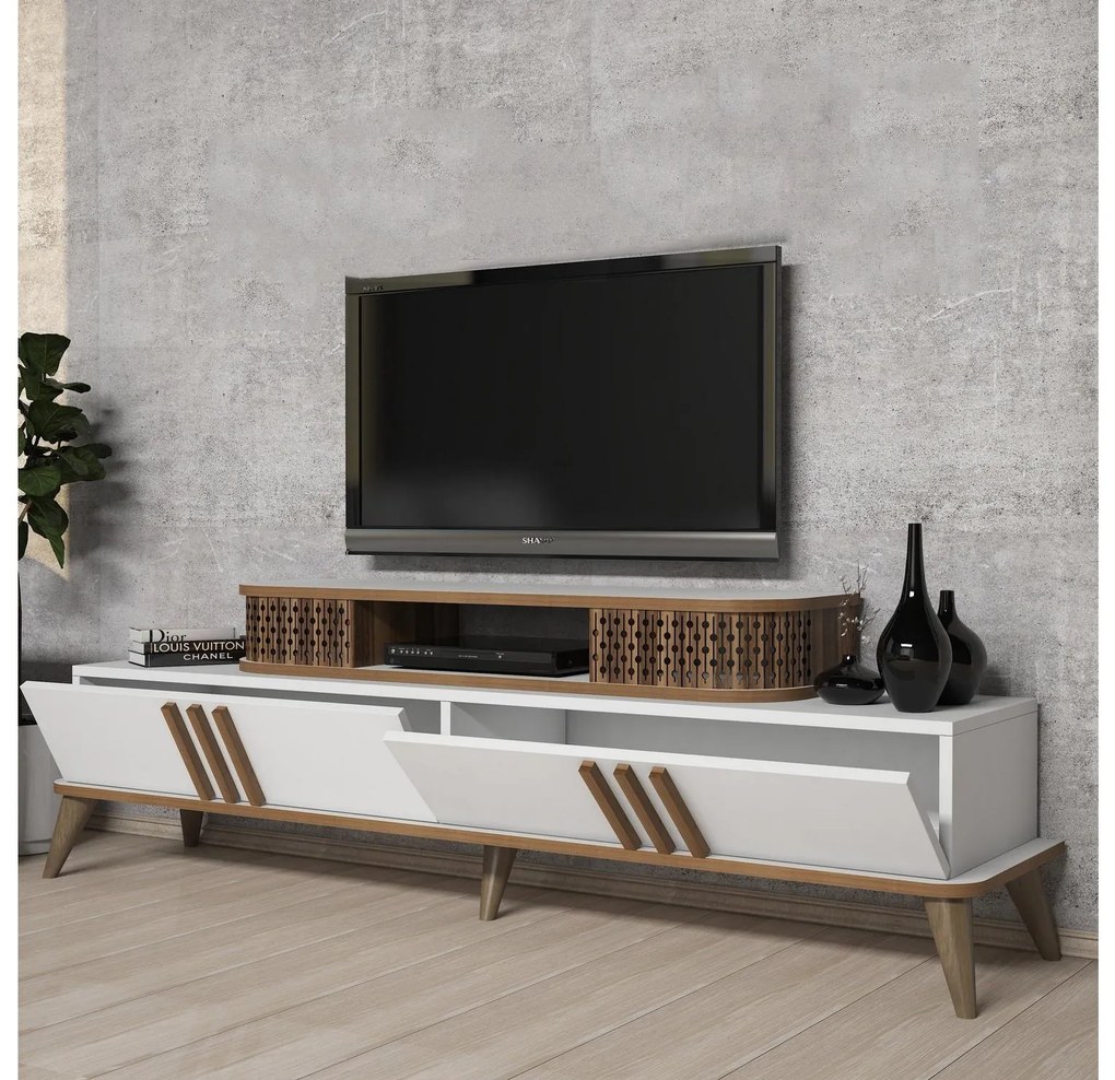 TV asztal/szekrény Lamele 2 (fehér). Akció -15%. 1095639