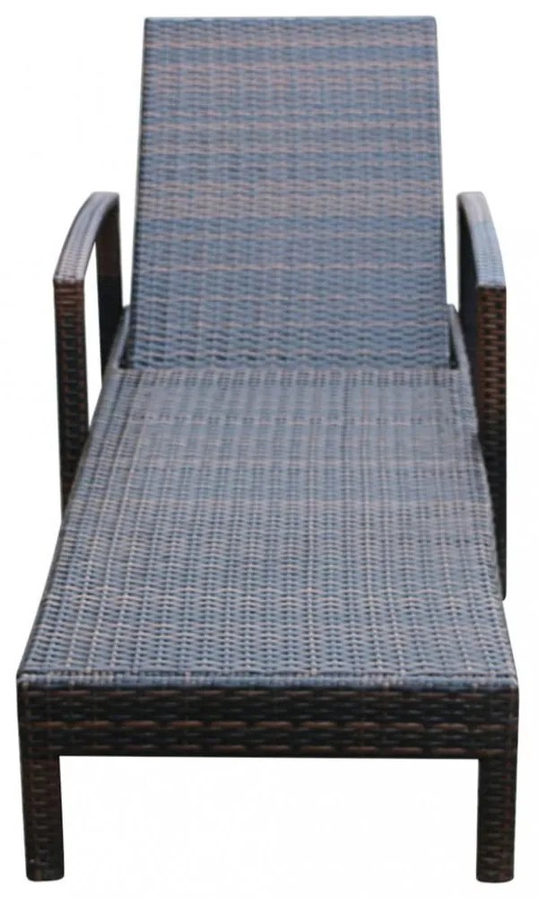 barna polyrattan napozóágy párnával
