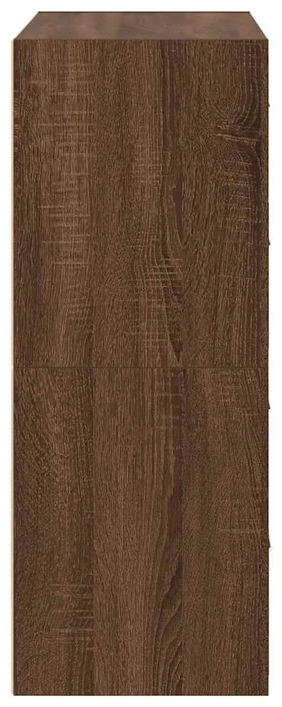 2 db barna tölgy szerelt fa szekrény 2 fiókkal 60 x 31 x 40 cm