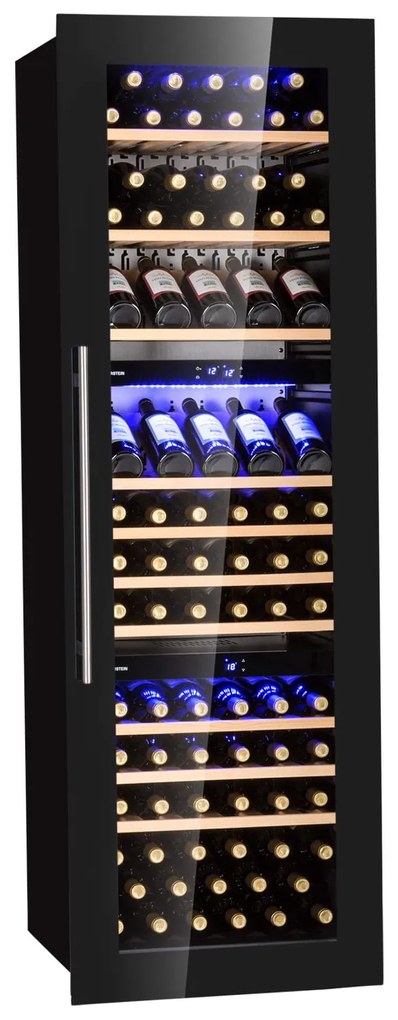 Klarstein Vinsider 89 Trio, beépített borhűtő, 5 - 18 °C, érintőképernyős vezérlőpanel, fa polcok