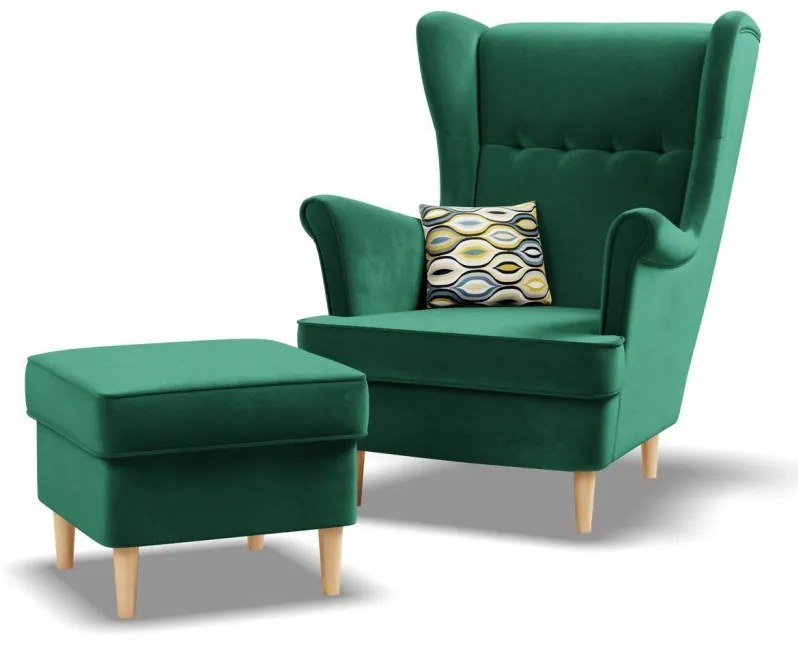 Uszak lábtartó, bársony, zöld