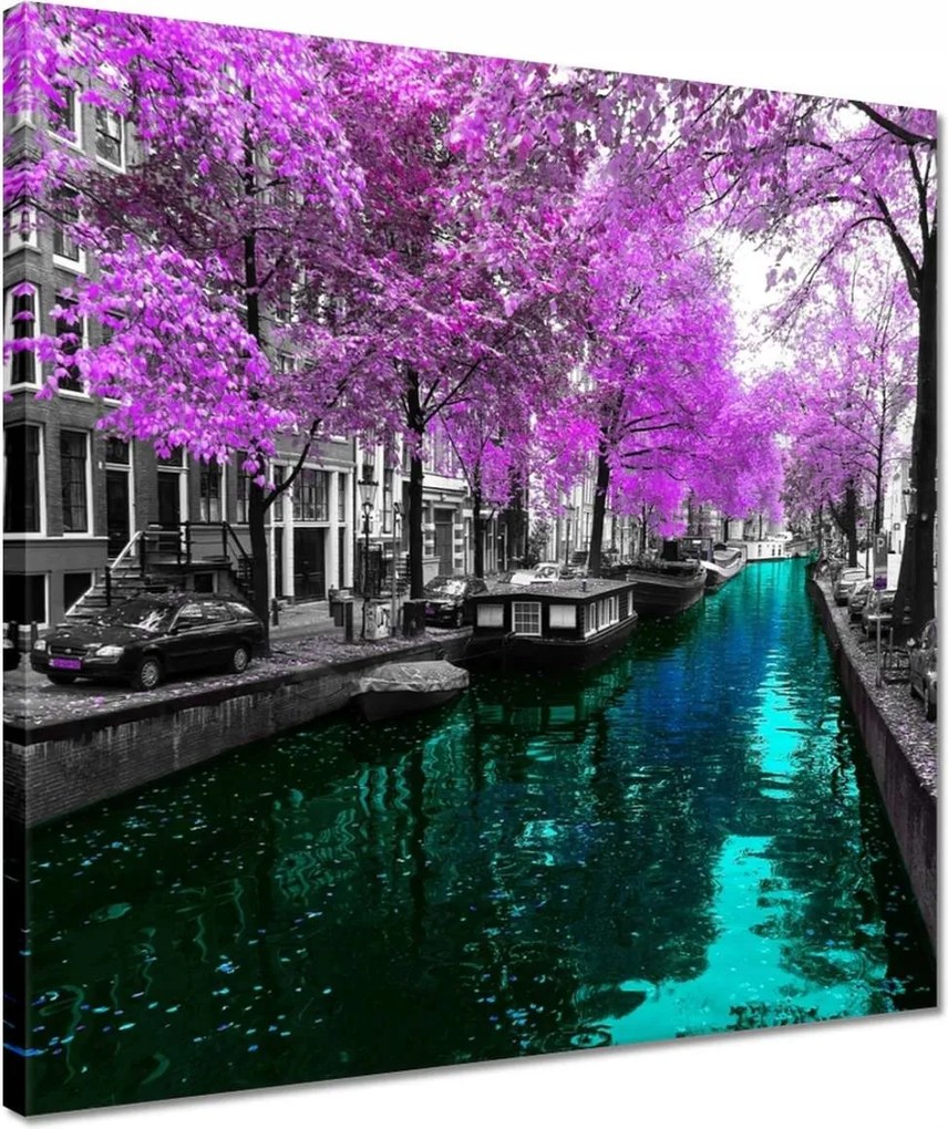 Vászonkép 40x40 Folyó Amszterdamban