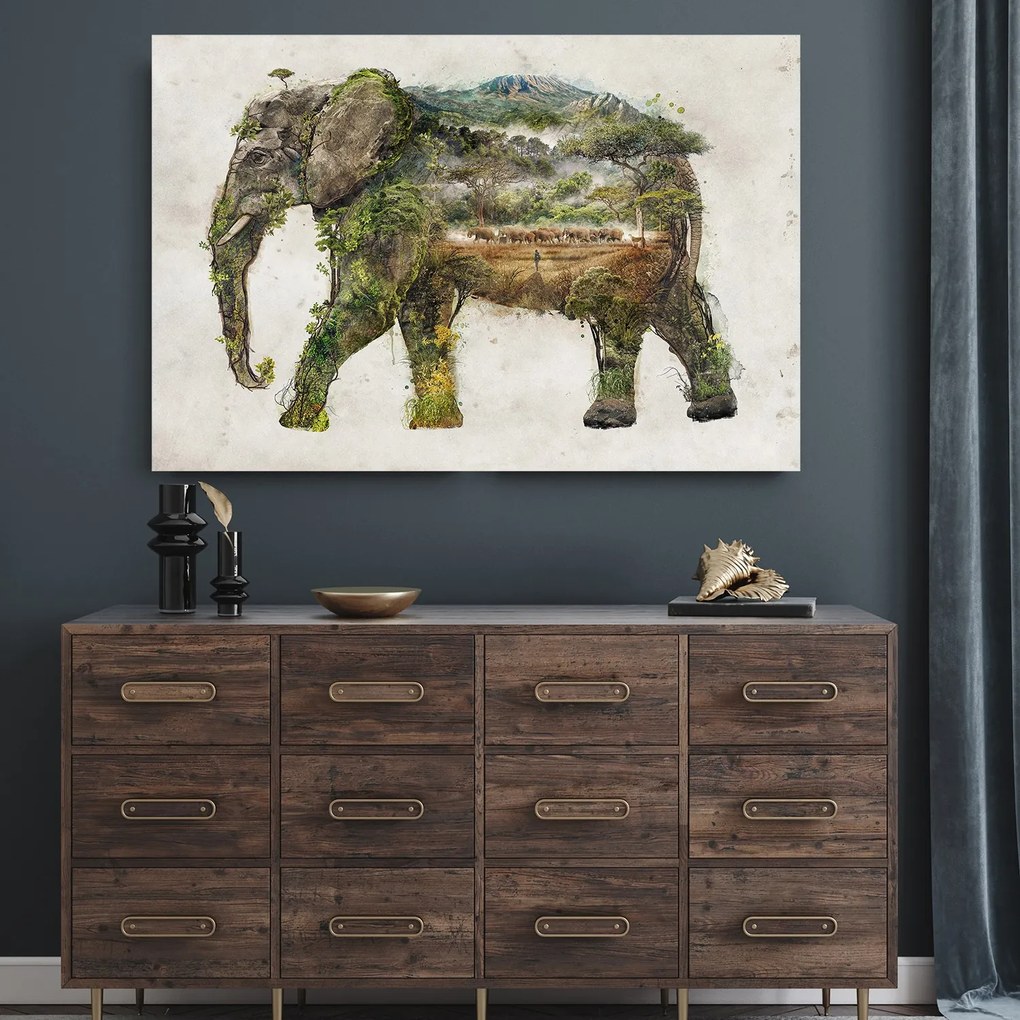 Gario Vászonkép Elefánt és expedíció - Barrett Biggers Méret: 100 x 70 cm