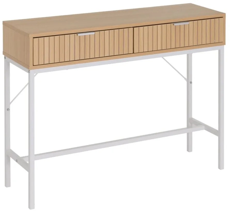 Natúr színű konzolasztal tölgyfa dekorral 30x100 cm Mid-Lines – Casa Selección