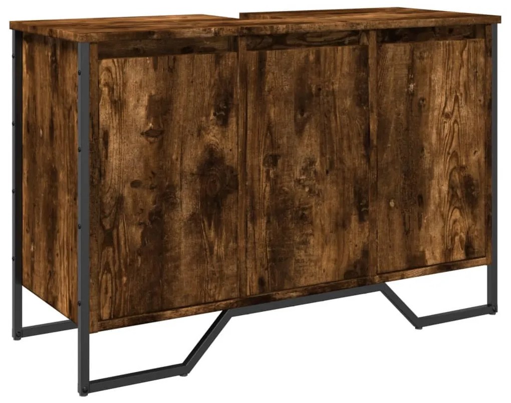 füstös tölgy szerelt fa fürdőszobai mosdószekrény 91x35x60 cm