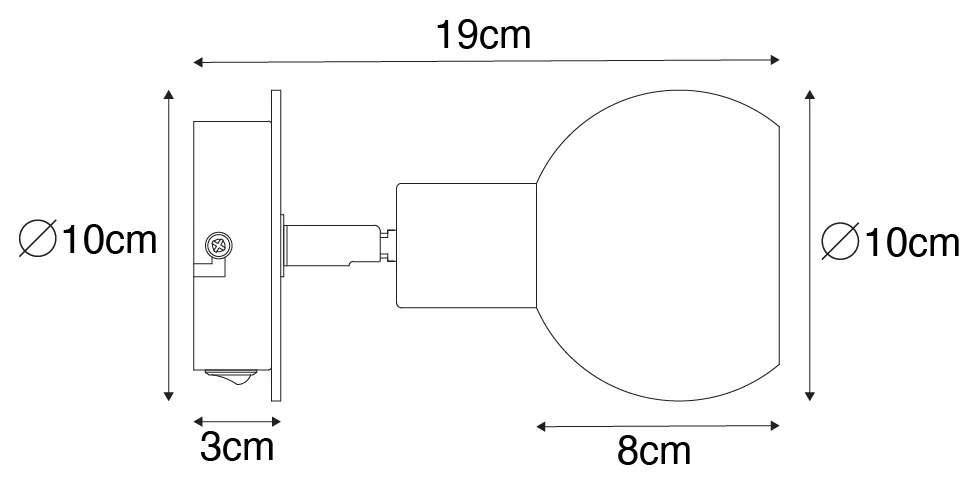Art Deco spotlámpa fekete füstüveggel és fával - Vidro