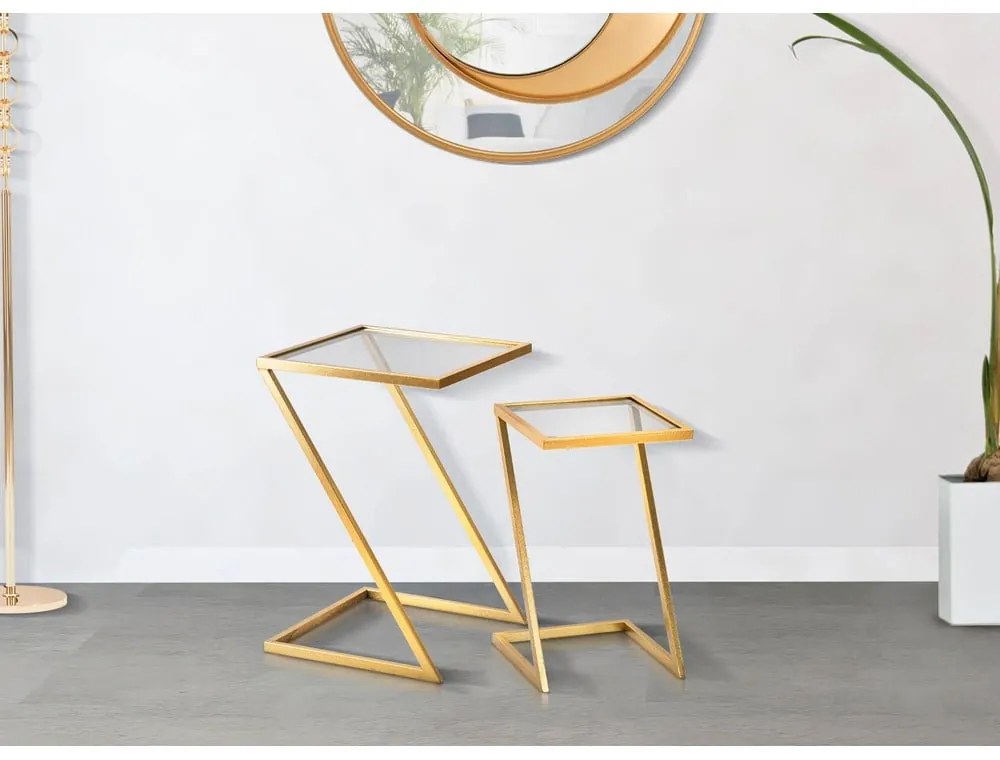 Tárolóasztal szett üveg asztallappal, 2 db-os 40x40 cm Zet – Mauro Ferretti