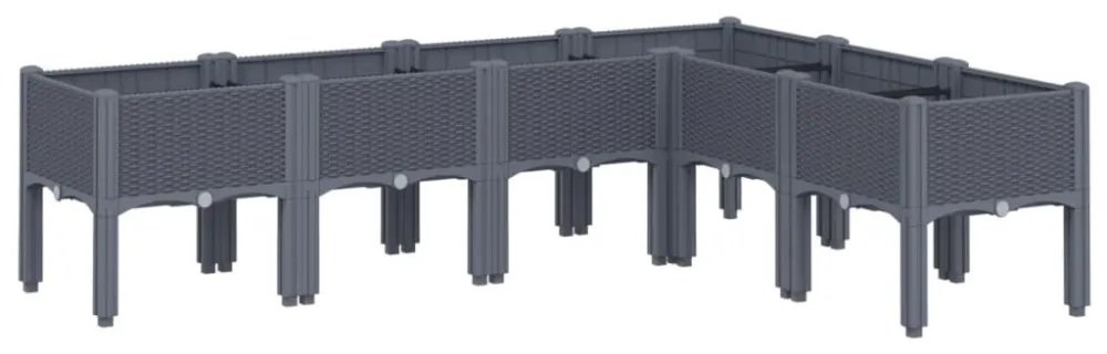 vidaXL kékszürke PP rácsos kerti ültetőláda 160 x 120 x 42 cm