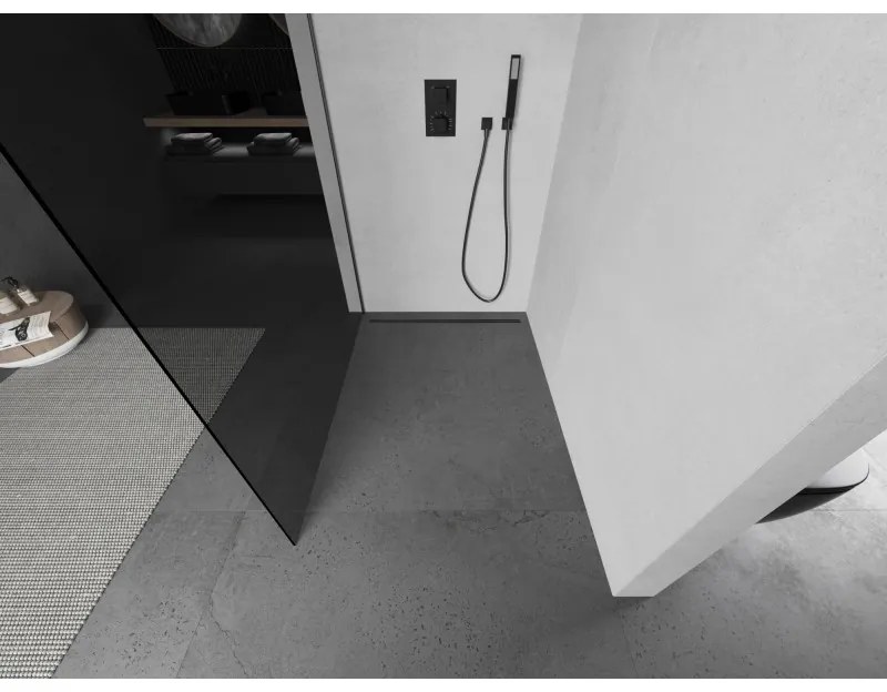 Mexen Kioto, Walk-In zuhany paraván 90 x 200 cm, 8mm szürke üveg, grafit profil, 800-090-101-95-40