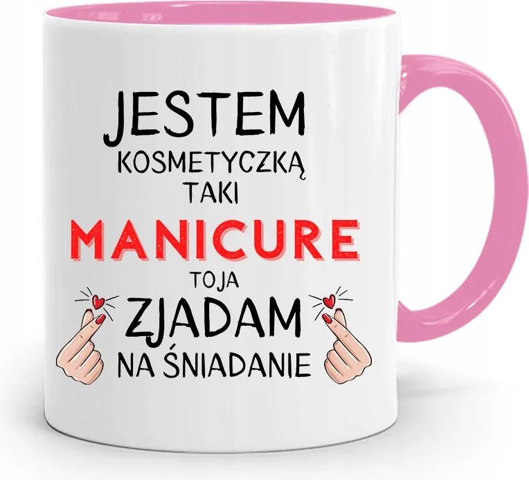 Rózsaszín Bögre Kozmetikusnak Kozmetikus Vagyok, fényképes nyomattal