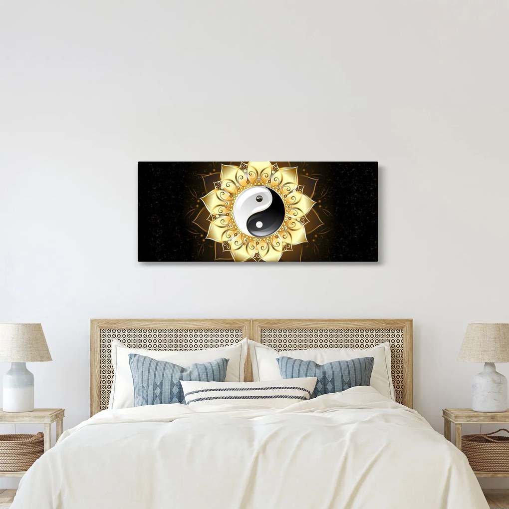 Kép - arany yin-yang (120x50 cm)