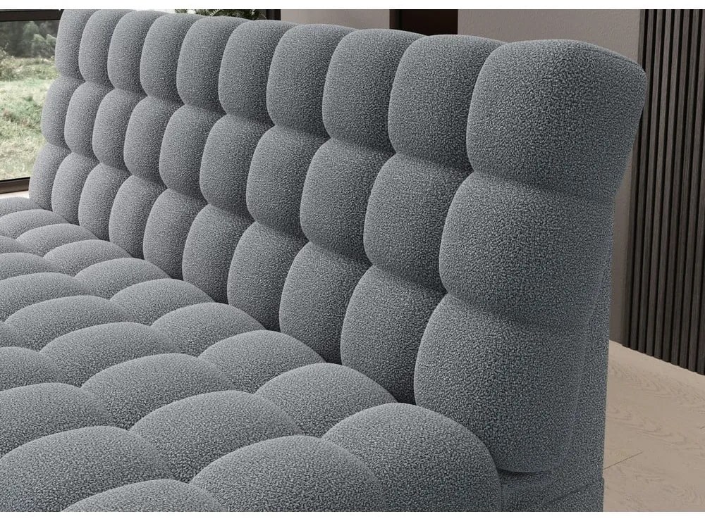 Szürke buklé kinyitható-tárolóhelyes kanapé 197 cm Clareta – ELTAP