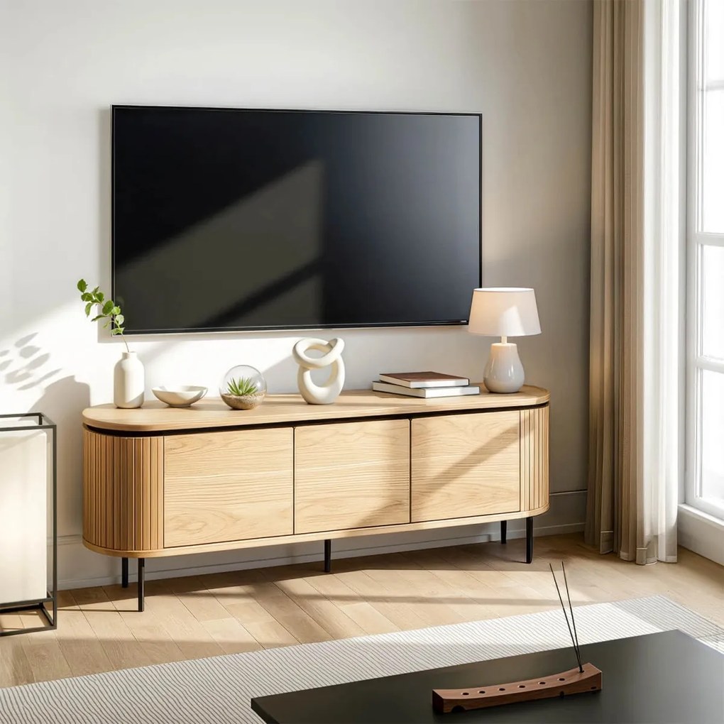 TV-szekrény 160 cm méretben, háromajtós kivitelben, tölgy színben BECK