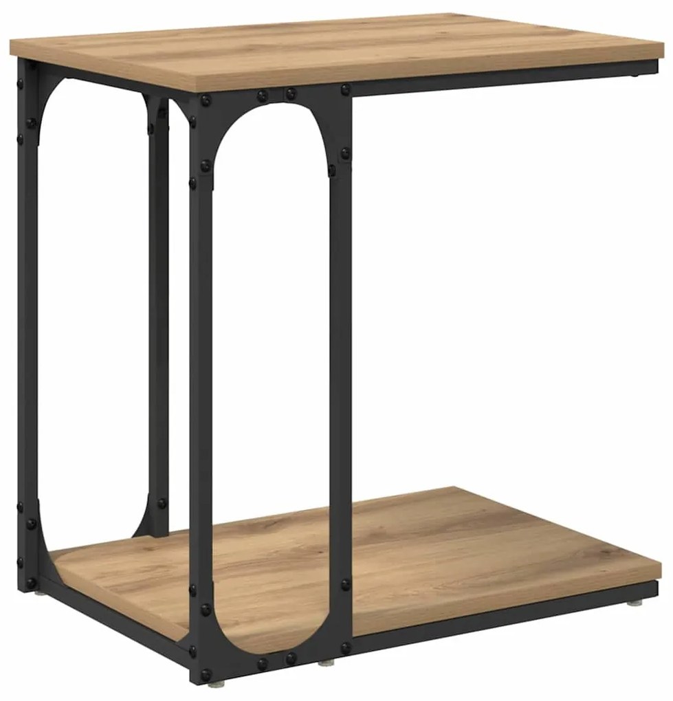 Oldal asztal polcokkal kézműves tölgy 50 x 35 x 52 cm Faanyag